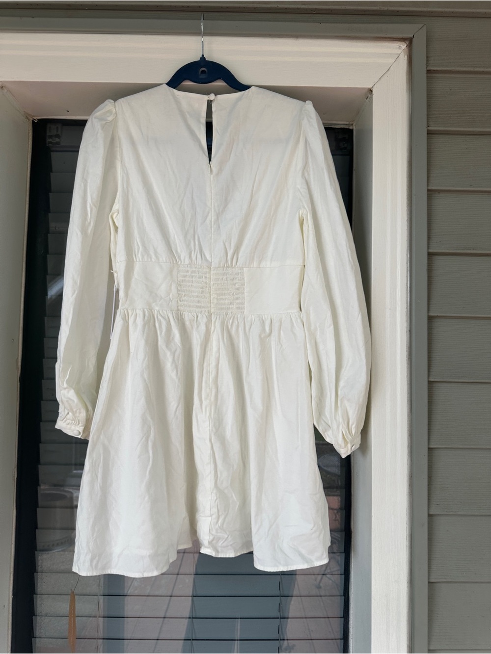 NWT Reformation Caitie Long-Sleeve Button-Front Mini Dress White - Picture 10 of 15